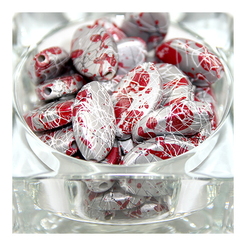 Pack of 28 - Spray painted Oval Beads - Red