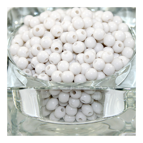 6mm Opaque Acrylic Round Bead - White - 100 Piece Bag
