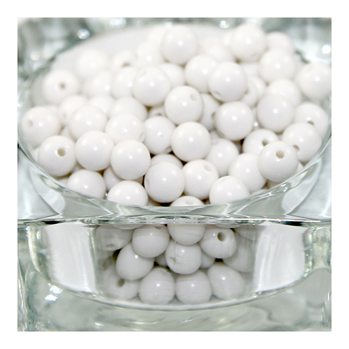 8mm Opaque Acrylic Round Bead - White - 100 Piece Bag