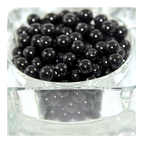 8mm Opaque Acrylic Round Bead - Black - 100 Piece Bag