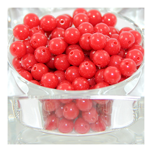 8mm Opaque Acrylic Round Bead - Red - 100 Piece Bag