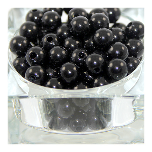 10mm Opaque Acrylic Round Bead - Black - 50 Piece Bag