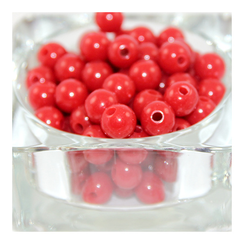 10mm Opaque Acrylic Round Bead - Red - 50 Piece Bag