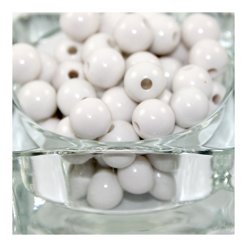 12mm Opaque Acrylic Round Bead - White - 50 Piece Bag