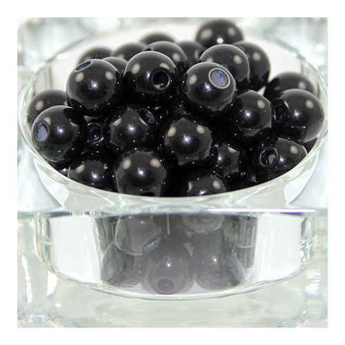 12mm Opaque Acrylic Round Bead - Black - 50 Piece Bag