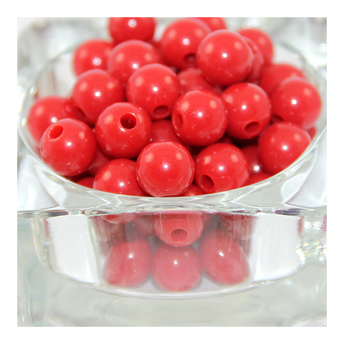 12mm Opaque Acrylic Round Bead - Red - 50 Piece Bag