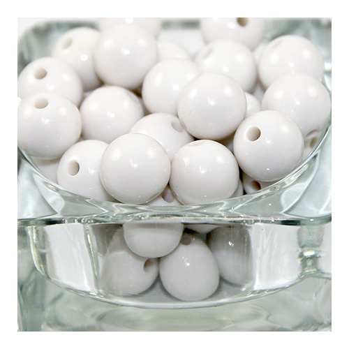 14mm Opaque Acrylic Round Bead - White - 30 Piece Bag