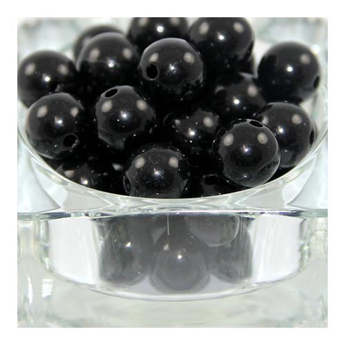 14mm Opaque Acrylic Round Bead - Black - 30 Piece Bag