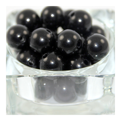 16mm Opaque Acrylic Round Bead - Black - 20 Piece Bag