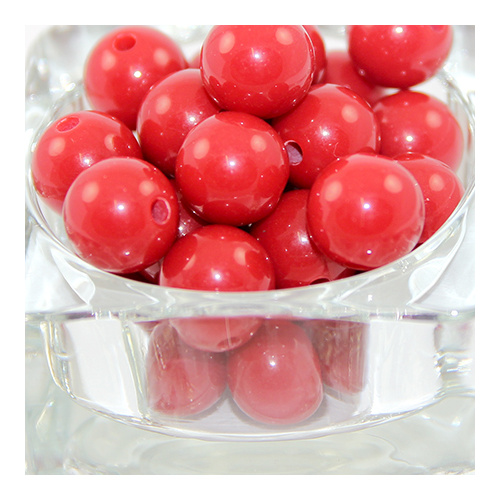16mm Opaque Acrylic Round Bead - Red - 20 Piece Bag