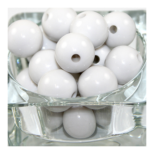 18mm Opaque Acrylic Round Bead - White - 10 Piece Bag