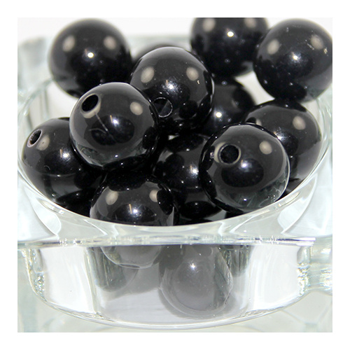 18mm Opaque Acrylic Round Bead - Black - 10 Piece Bag