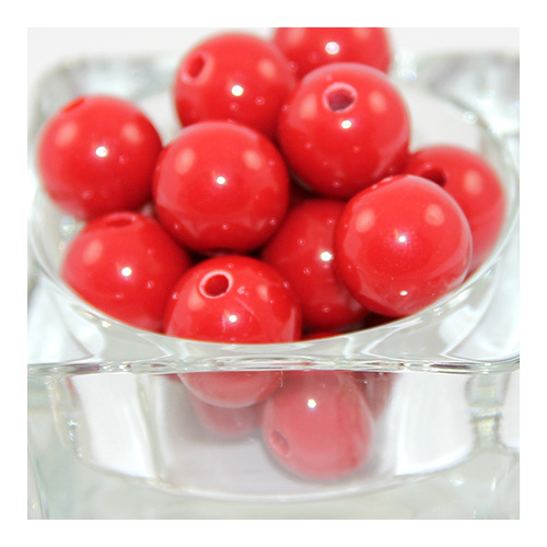 18mm Opaque Acrylic Round Bead - Red - 10 Piece Bag