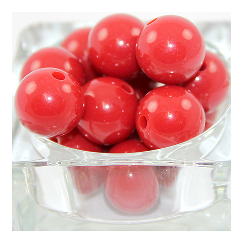 20mm Opaque Acrylic Round Bead - Red - 8 Piece Bag