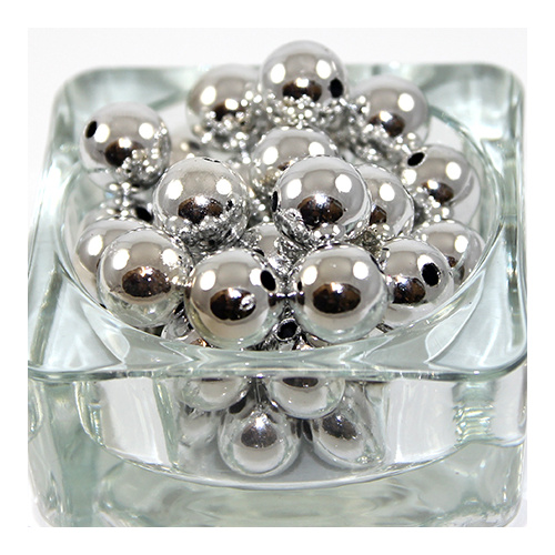 14mm UV Plated Acrylic Round Bead - Silver