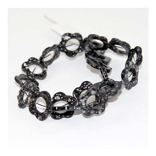 20mm Spray Painted Flower Shell Bead - 40cm Strand - Black & White