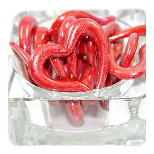 37mmx 42mm Acrylic Heart Bead - Red AB - Discontinued