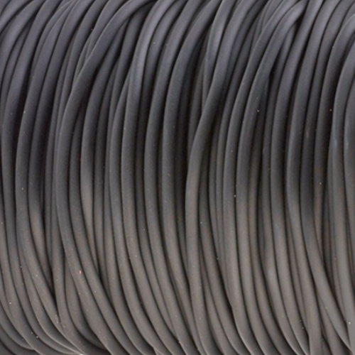 2mm Black Rubber Cord - Solid - Per 10 centimetres
