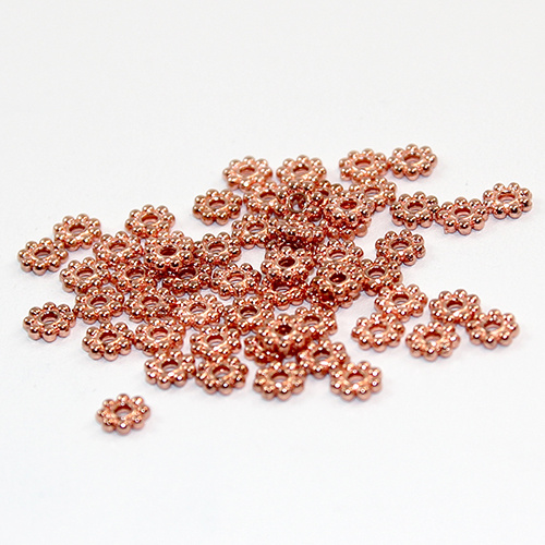 5mm Daisy Spacer Bead - Rose Gold - 100 Piece Bag