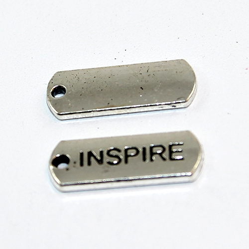 21mm Zinc Alloy Stamped Pendant - Inspire - Antique Silver