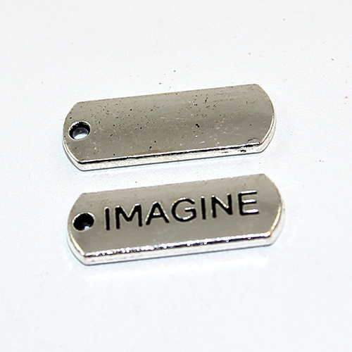 21mm Zinc Alloy Stamped Pendant - Imagine - Antique Silver