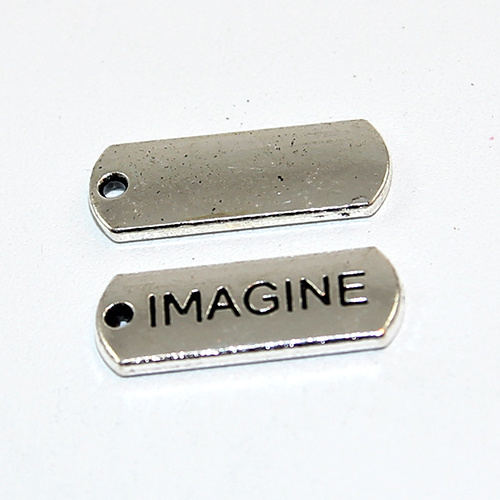 21mm Zinc Alloy Stamped Pendant - Imagine - Antique Silver