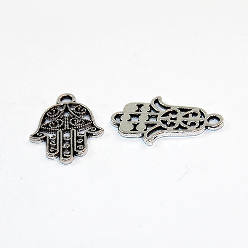 Mixed Hamsa Hand Charms - Small - Antique Silver - Pack of 20