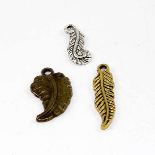Pack of 50 - Mixed Feather Charms - Small