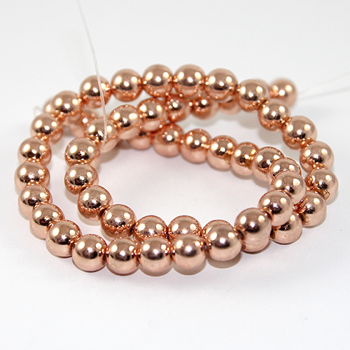 8mm Electroplated Hematite Beads - 38cm Strand - Rose Gold