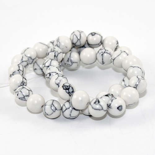 10mm Howlite Round Beads - 38cm Strands - White & Grey