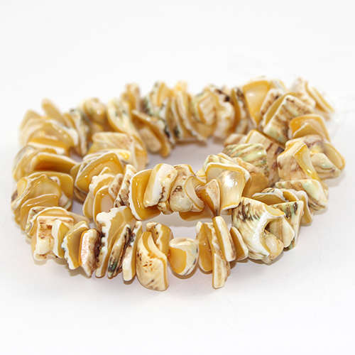 Dyed Nugget Shell Beads - 38cm Strand - Yellow