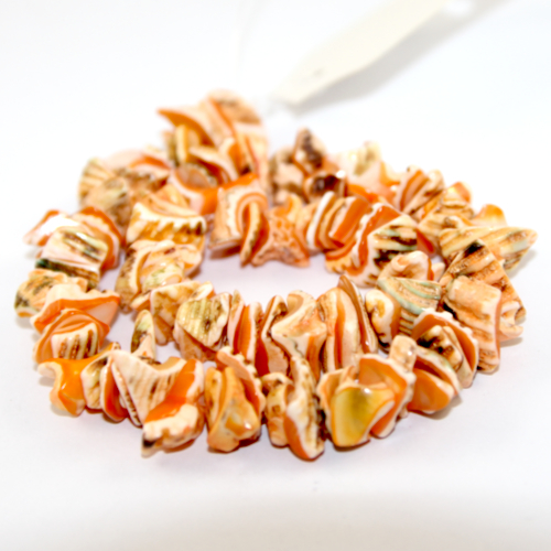 Dyed Nugget Shell Beads - 38cm Strand - Bright Orange