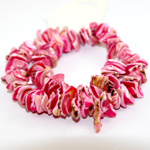 Dyed Nugget Shell Beads - 38cm Strand - Bright Pink