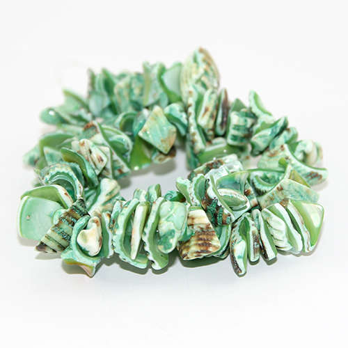 Dyed Nugget Shell Beads - 38cm Strand - Lime Green