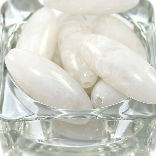 44mm Puffy Oval Acrylic Beads - White