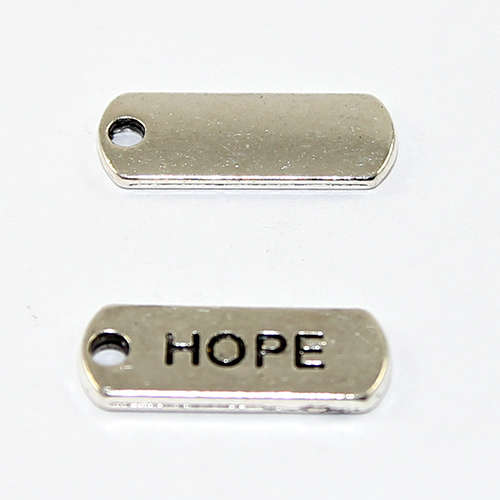 21mm Zinc Alloy Stamped Pendant - Hope - Antique Silver