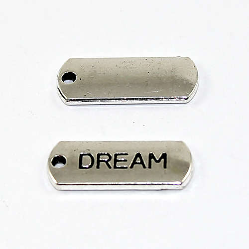 21mm Zinc Alloy Stamped Pendant - Dream - Antique Silver