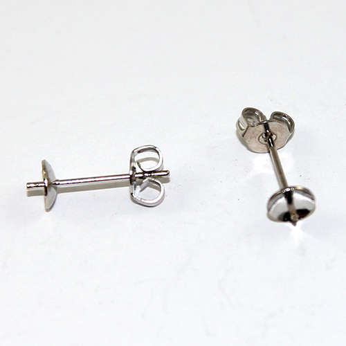 Stud Ear Post with 5mm Cup and Butterfly Pack - Pair - Antique Silver