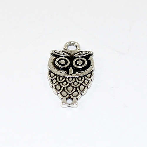 Owl Charm - 18mm - Antique Silver