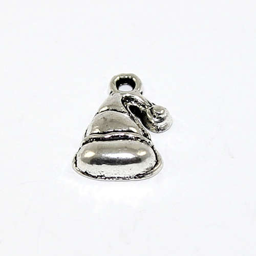Hat with Pom Pom Charm - Antique Silver