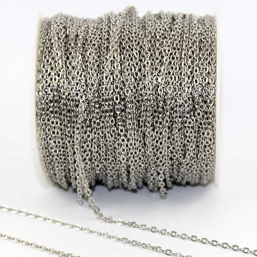 3mm Cross Chain - Platinum - Sold in 10cm Increments