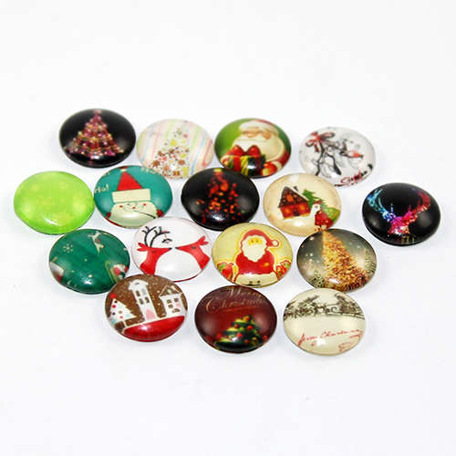12mm Mixed Christmas Pattern Cabochon - Mixed Colours
