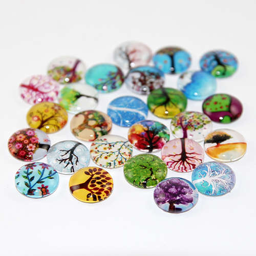 12mm Tree of Life Cabochon - Mixed Pattern - Mixed Colours
