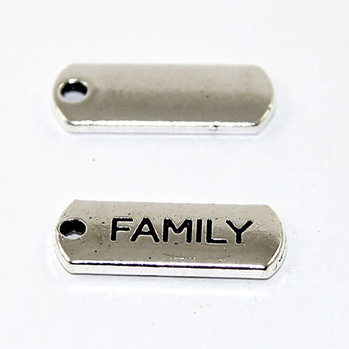 21mm Zinc Alloy Stamped Pendant - Family - Antique Silver