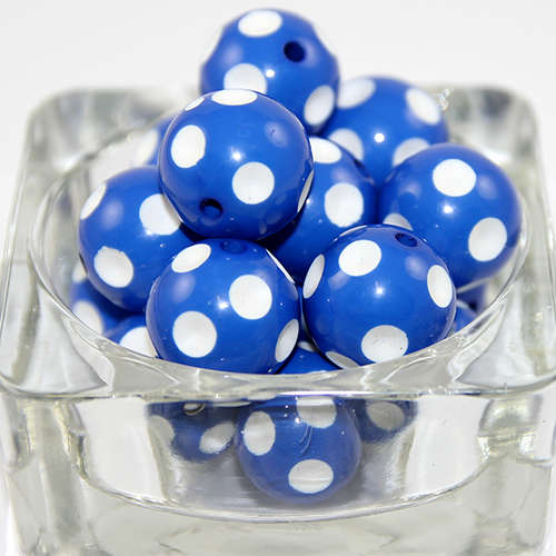 20mm Round Divotted Polka Dot Opaque Acrylic Beads - Blue