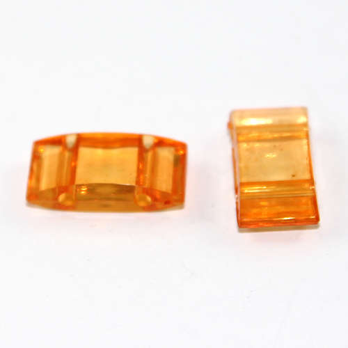 Two Hole Transparent Carrier Bead 17mm x 9mm - Orange
