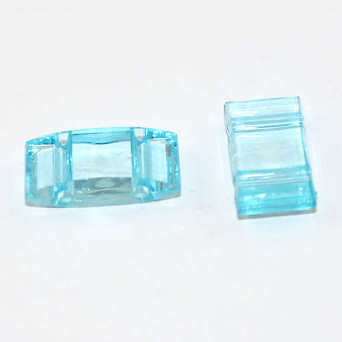 Two Hole Transparent Carrier Bead 17mm x 9mm - Turquoise