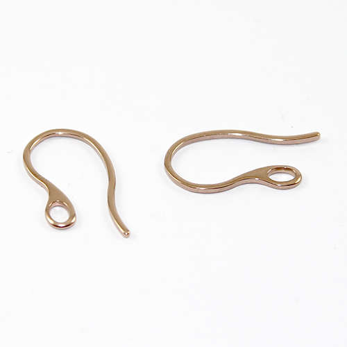 22mm 304 Stainless Steel Plain Earring Hooks - Rose Gold - 3 Pair Pack