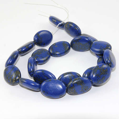 18mm x 13mm Dyed Turquoise Beads - 38cm Strand - Dark Blue