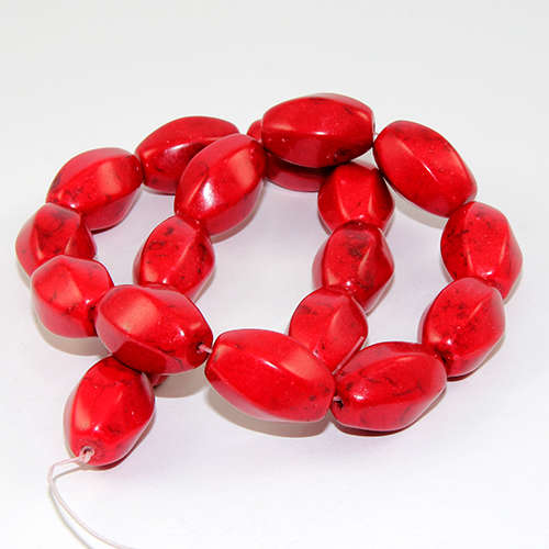 20mm x 13mm Dyed Turquoise Beads - 38cm Strand - Red